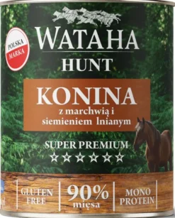 Wataha Hunt Adult Konina z marchewką i siemieniem lnianym Mokra Karma dla psa op. 800g