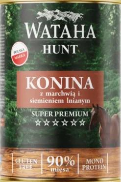 Wataha Hunt Adult Konina z marchewką i siemieniem lnianym Mokra Karma dla psa op. 400g