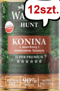 Wataha Hunt Adult Konina z marchewką i siemieniem lnianym Mokra Karma dla psa op. 400g Pakiet 12szt.