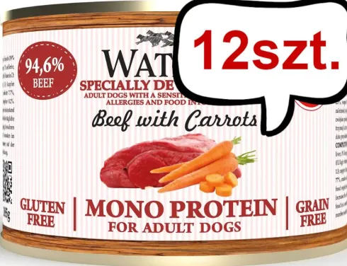 Wataha Mono Adult Beef&Carrots Mokra Karma dla psa op. 185g Pakiet 12szt.