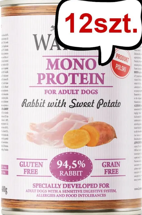 Wataha Mono Adult Rabbit&Sweet Potato Mokra Karma dla psa op. 400g Pakiet 12szt.