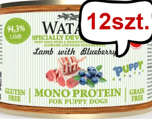 Wataha Mono Puppy Lamb&Blueberry Mokra Karma dla szczeniaka op. 185g Pakiet 12szt.