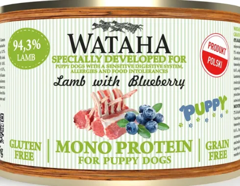 Wataha Mono Puppy Lamb&Blueberry Mokra Karma dla szczeniaka op. 185g Pakiet 12szt.