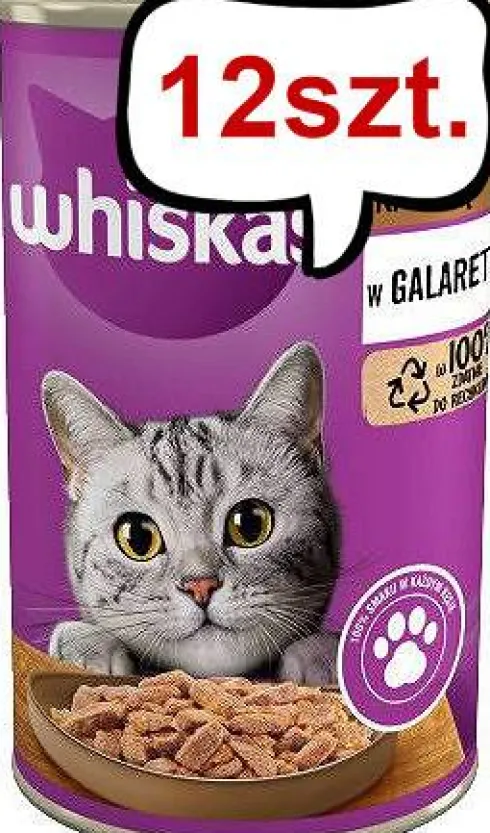 Whiskas Adult Kaczka w galaretce Mokra Karma dla kota op. 400g Pakiet 12szt.