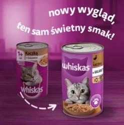 Whiskas Adult Kaczka w galaretce Mokra Karma dla kota op. 400g Pakiet 12szt.