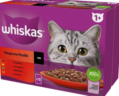 Whiskas Adult Klasyczne Posiłki w sosie Mokra Karma dla kota op. 12x85g