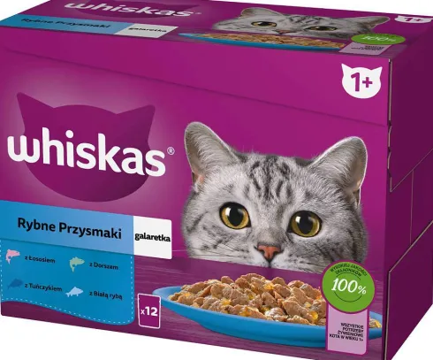 Whiskas Adult Rybne Przysmaki w galaretce Mokra Karma dla kota op. 12x85g