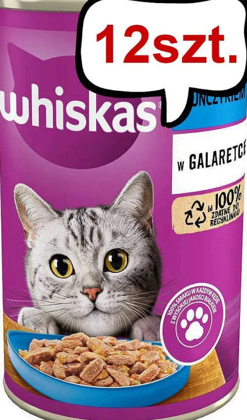 Whiskas Adult Tuńczyk w galaretce Mokra Karma dla kota op. 400g Pakiet 12szt.