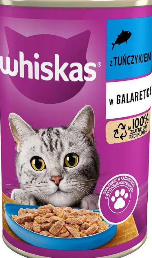 Whiskas Adult Tuńczyk w galaretce Mokra Karma dla kota op. 400g Pakiet 12szt.