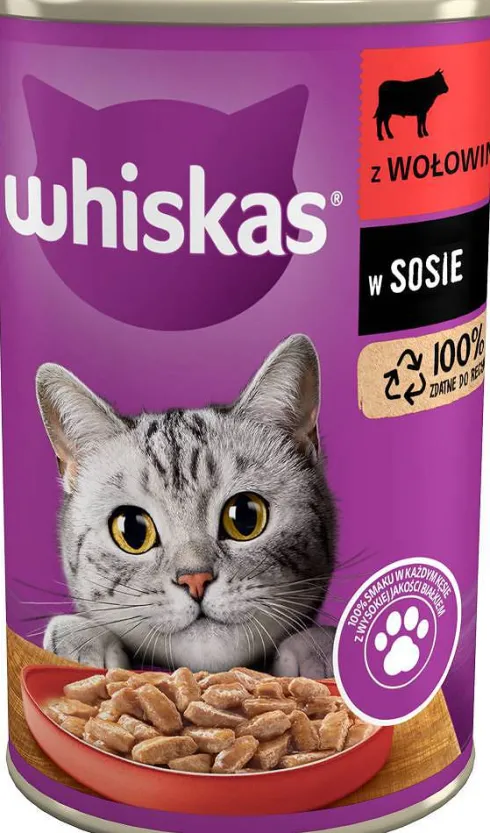 Whiskas Adult Wołowina w sosie Mokra Karma dla kota op. 400g