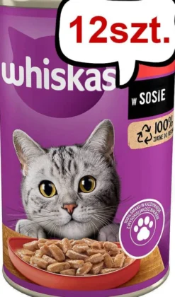 Whiskas Adult Wołowina w sosie Mokra Karma dla kota op. 400g Pakiet 12szt.