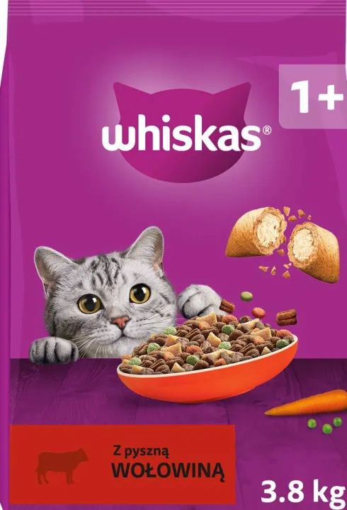Whiskas Adult z Wołowiną Sucha Karma dla kota op. 3.8kg