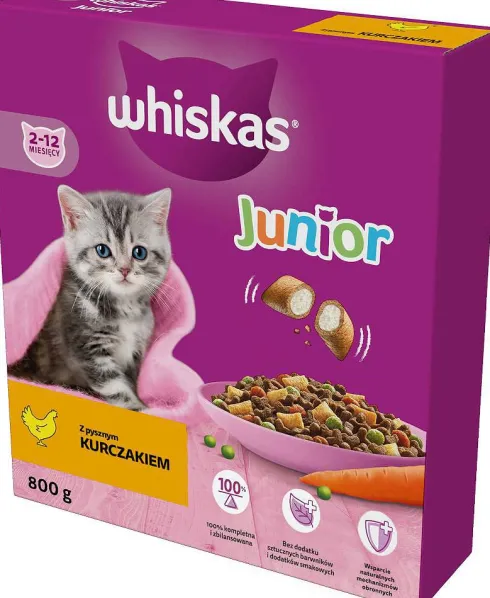Whiskas Junior z kurczakiem Sucha Karma dla kociąt op. 800g