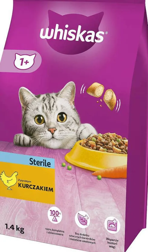 Whiskas Sterile z kurczakiem Sucha Karma dla kota op. 1.4kg