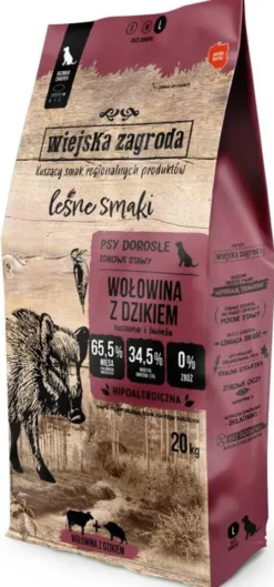 Wiejska Zagroda Adult Large Leśne Smaki Wołowina z dzikiem Sucha Karma dla psa op. 20kg