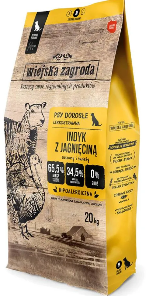 Wiejska Zagroda Adult Medium Indyk z jagnięciną Sucha Karma dla psa op. 20kg