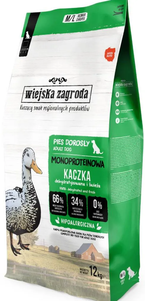 Wiejska Zagroda Adult Medium&Large Monoproteinowa Kaczka Sucha Karma dla psa op. 12kg