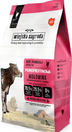 Wiejska Zagroda Adult Monoprotein Wołowina Sucha Karma dla kota op. 3kg