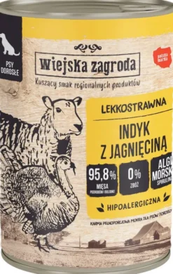 Wiejska Zagroda Indyk z jagnięciną Mokra Karma dla psa op. 400g Pakiet 12szt.