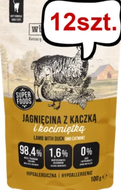 Wiejska Zagroda Jagnięcina z kaczką i kocimiętką Mokra Karma dla kota op. 100g Pakiet 12szt.