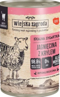 Wiejska Zagroda Jagnięcina z Krylem Mokra Karma dla kota op. 400g