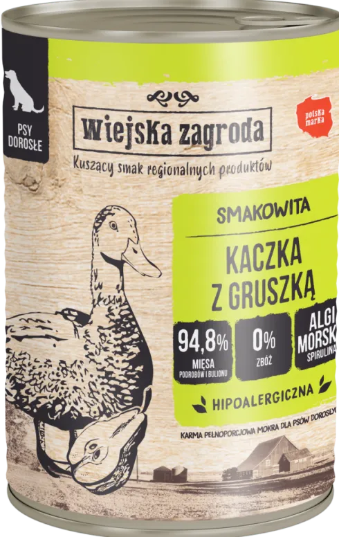 Wiejska Zagroda Kaczka z gruszką Mokra Karma dla psa op. 400g