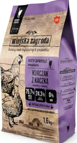 Wiejska Zagroda Kurczak z kaczką Sucha Karma dla kota op. 1.6kg