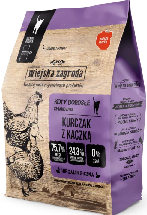 Wiejska Zagroda Kurczak z kaczką Sucha Karma dla kota op. 400g