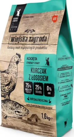 Wiejska Zagroda Kurczak z łososiem Sucha Karma dla kociąt op. 1.6kg