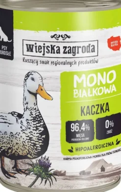 Wiejska Zagroda Monobiałkowa Kaczka Mokra Karma dla psa op. 400g Pakiet 12szt.