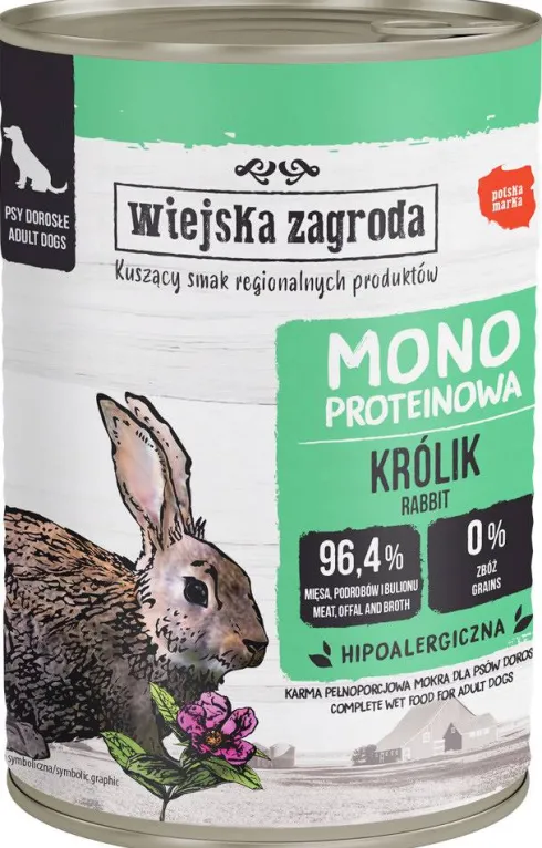Wiejska Zagroda Monobiałkowa Królik Mokra Karma dla psa op. 400g