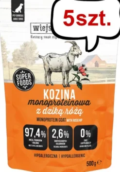 Wiejska Zagroda Mono Kozina z dziką różą Mokra Karma dla psa op. 5x500g