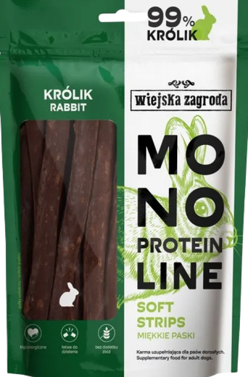 Wiejska Zagroda Monoprotein Soft Stripes Przysmaki z Królikiem dla psa op. 100g