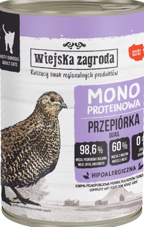 Wiejska Zagroda Monoproteinowa Przepiórka Mokra Karma dla kota op. 400g