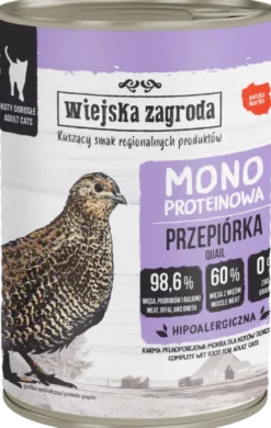Wiejska Zagroda Monoproteinowa Przepiórka Mokra Karma dla kota op. 400g Pakiet 12szt.