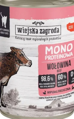 Wiejska Zagroda Monoproteinowa Wołowina Mokra Karma dla kota op. 400g