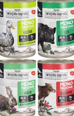 Wiejska Zagroda Pakiet degustacyjny Monobiałkowa Mokra Karma dla psa op. 8x400g