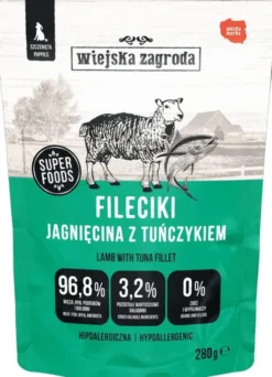 Wiejska Zagroda Puppy Fileciki Jagnięcina z tuńczykiem Mokra Karma dla szczeniąt op. 280g
