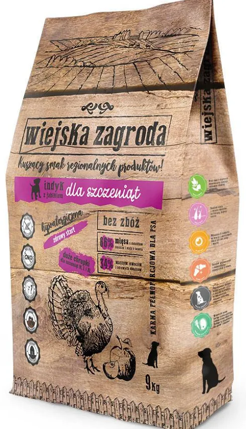 Wiejska Zagroda Puppy Indyk z jabłkiem Sucha Karma dla szczeniaka op. 9kg