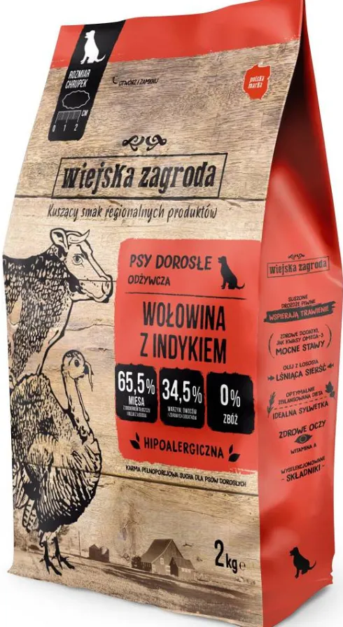 Wiejska Zagroda Wołowina z indykiem Sucha Karma dla psa op. 2kg