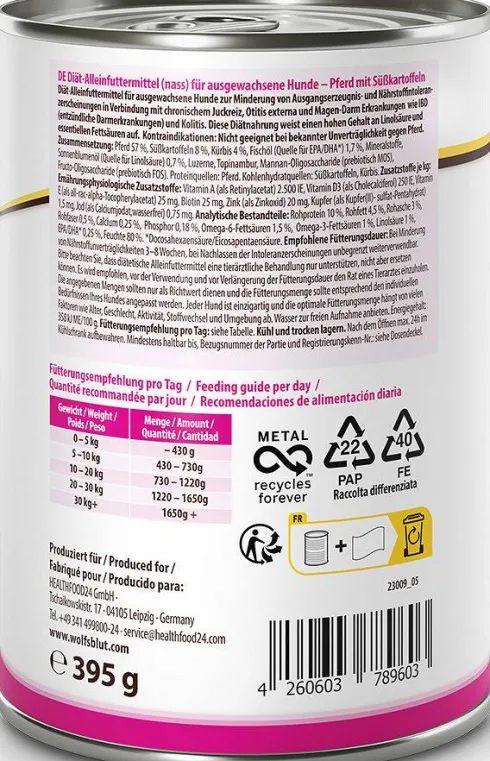 Wolfsblut VetLine Hypoallergenic Mokra Karma dla psa op. 395g Pakiet 6szt.