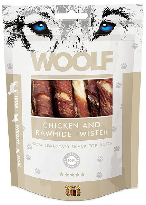 Woolf Przysmak Chicken and Rawhide Twister dla psa op. 100g