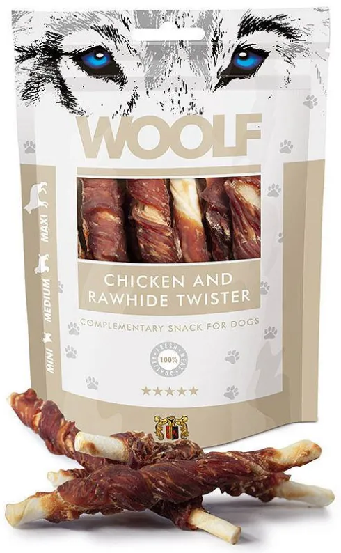 Woolf Przysmak Chicken and Rawhide Twister dla psa op. 100g