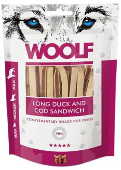 Woolf Przysmak Long Duck and Cod Sandwich dla psa op. 100g